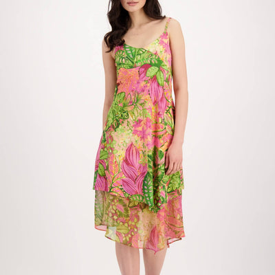 Flower Print Midi Dress - Pink 407987