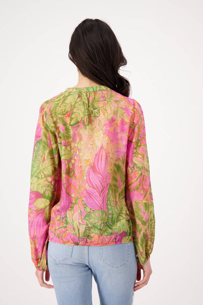 Paisley Print Popover Blouse - Pink