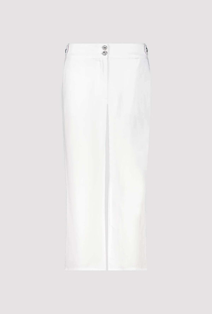 Linen Mix Crop Pants - White