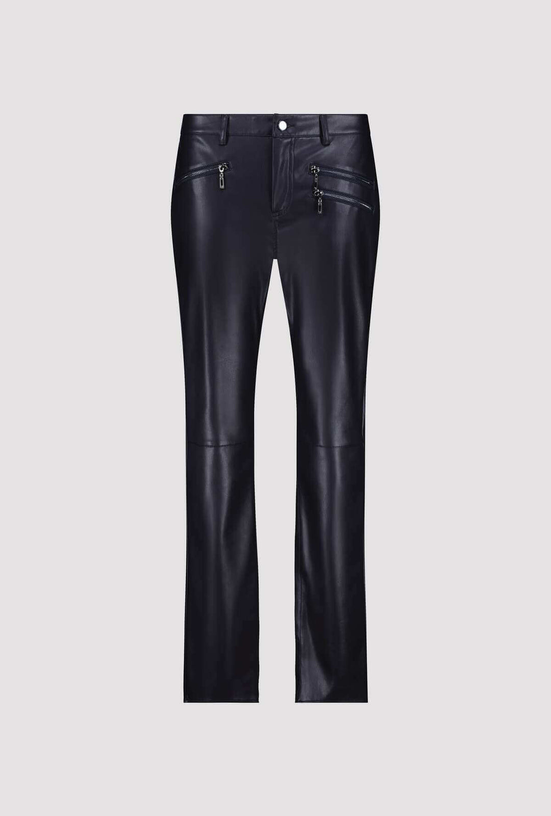 Faux Leather Zip Pocket Pants - Deep Ocean Blue