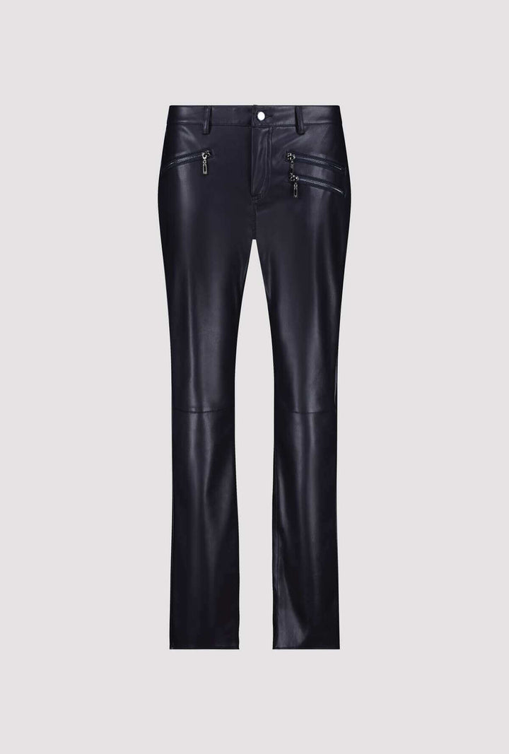 Faux Leather Zip Pocket Pants - Deep Ocean Blue
