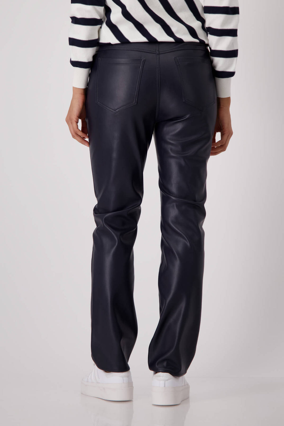 Faux Leather Zip Pocket Pants - Deep Ocean Blue