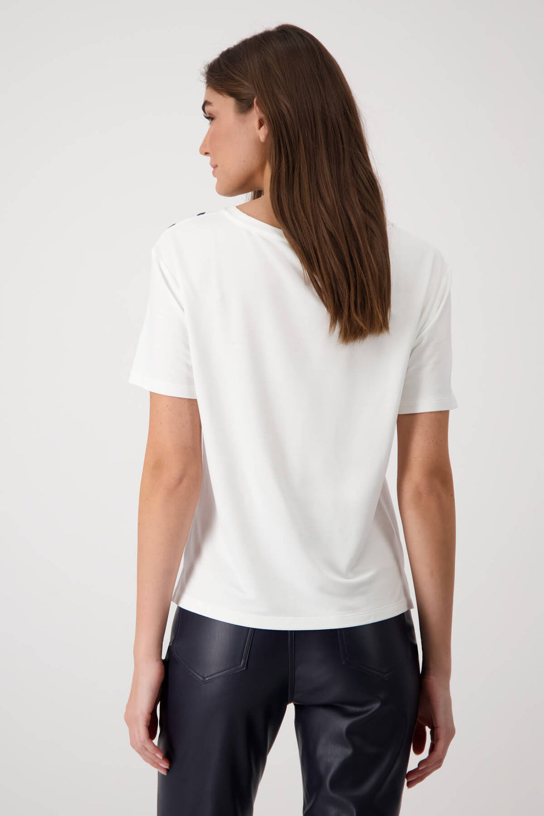 Navy Floral Print T-Shirt With Rhinestones