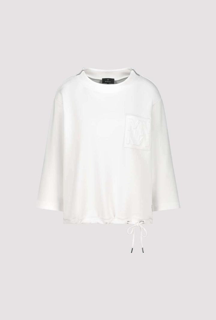 Basic Embossed Print Sweatshirt - Milk Size 8
