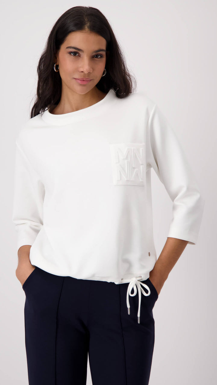 Basic Embossed Print Sweatshirt - Milk Size 8