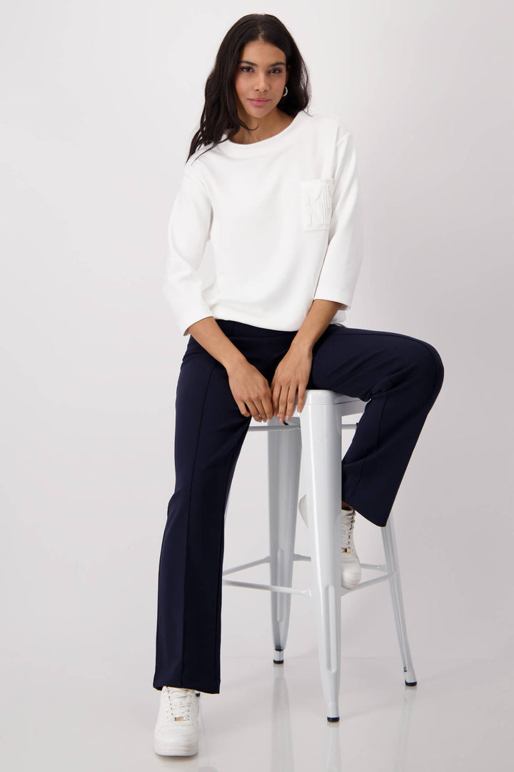Basic Embossed Print Sweatshirt - Milk Size 8
