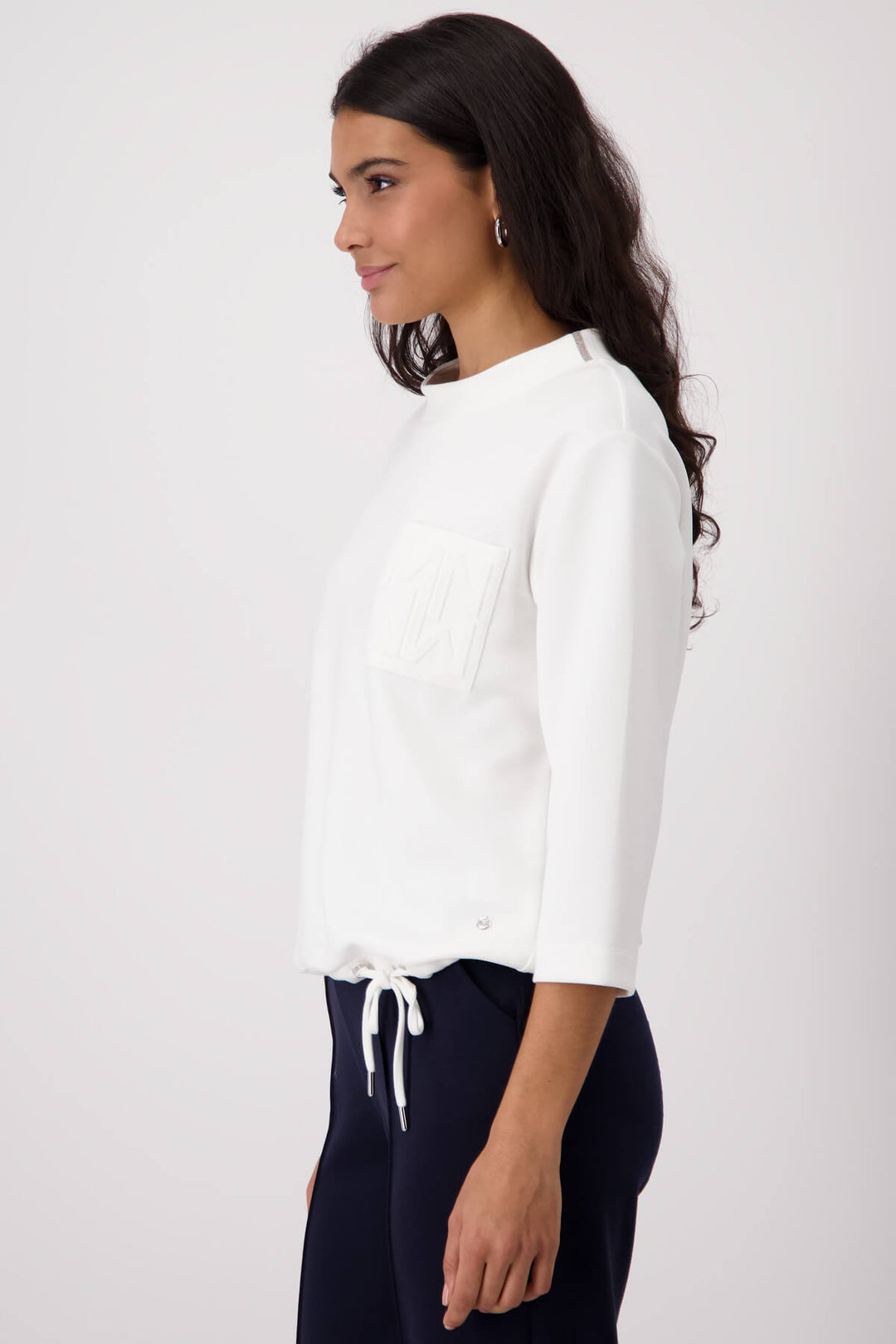Basic Embossed Print Sweatshirt - Milk Size 8