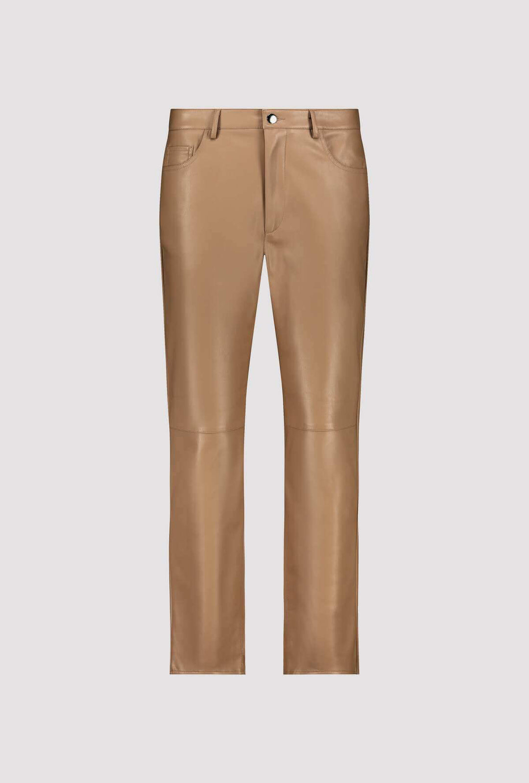 Straight Leg Faux Leather Pants - Caramel