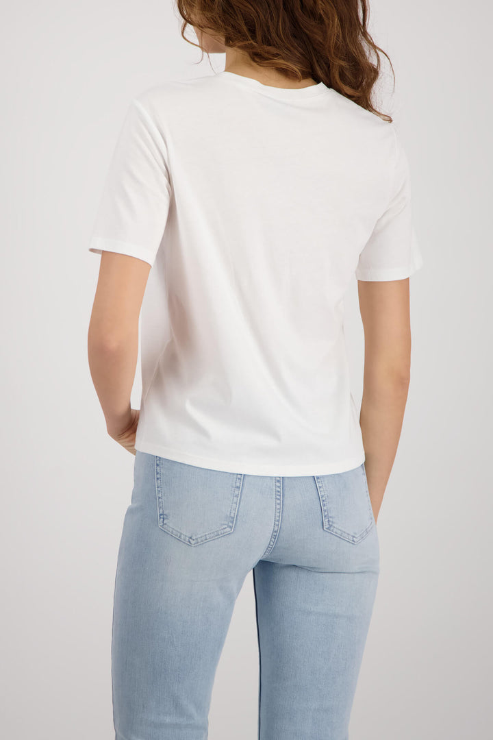 White T-shirt back view with crew neck, no visible graphic