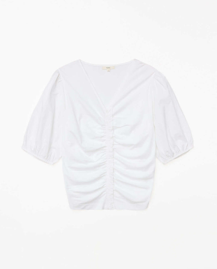 White T Shirt Ruffle Top