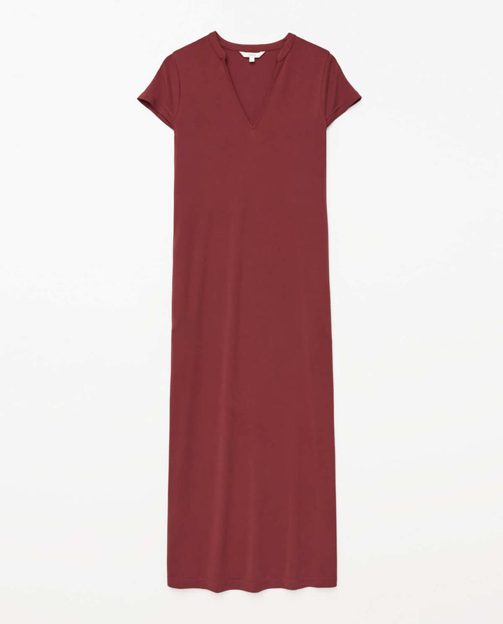 Burgendy Cap Sleeve Midi Dress