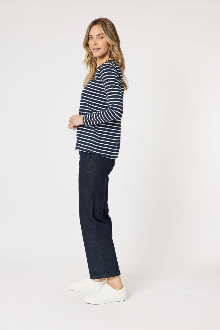 Striped Badge Detail Tee