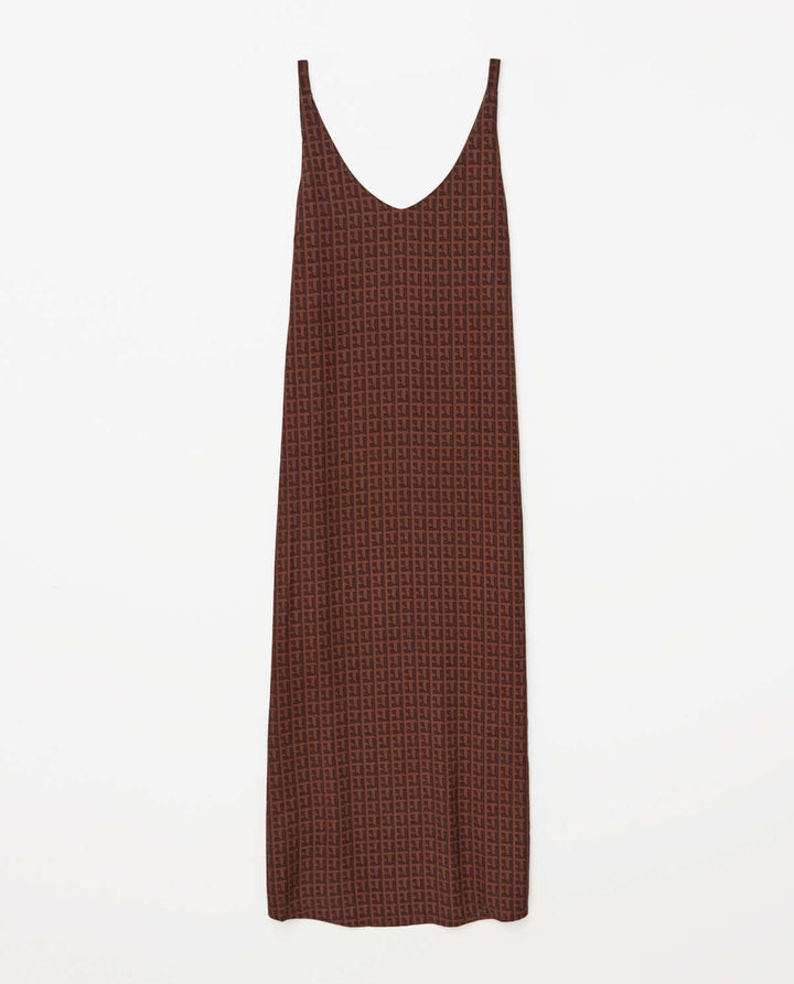 Chocolate Tencel V Neck Dress