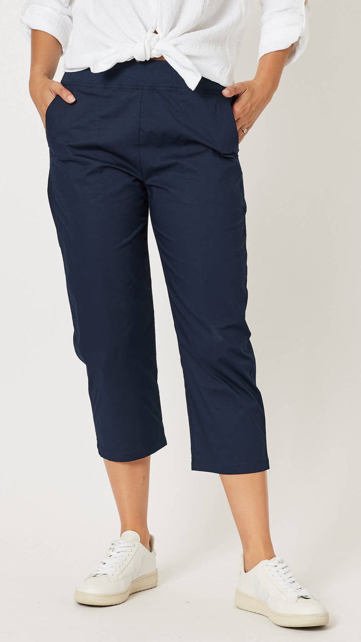 Santorini  Relaxed Cotton Pant -Navy