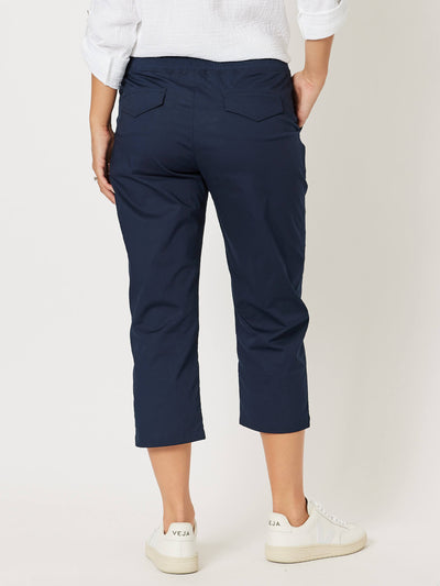 Santorini Cotton Pant - White/Navy