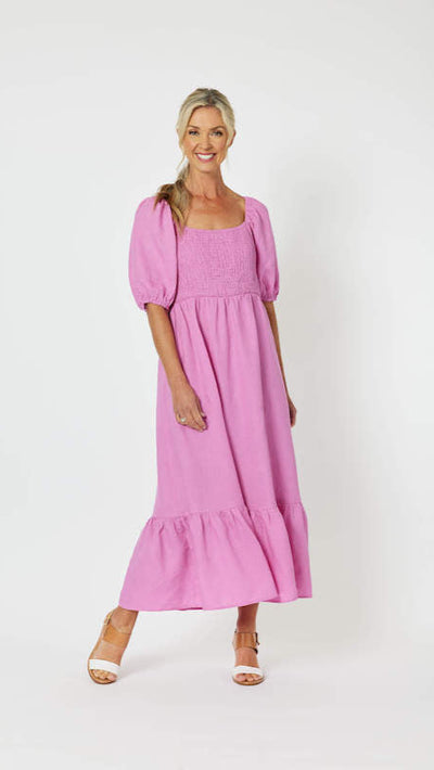 Tulip Shirred Bodice Dress - Orchid 43989