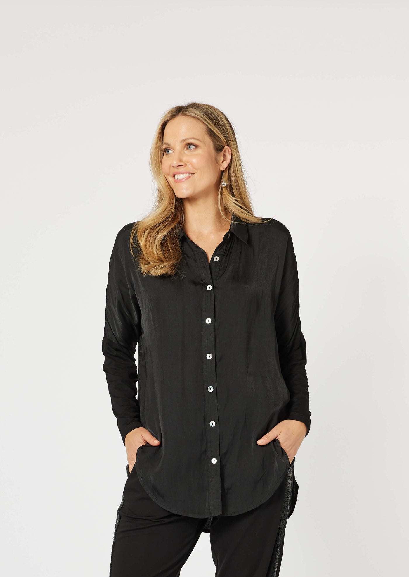 Luxe Button Through Shirt - Black