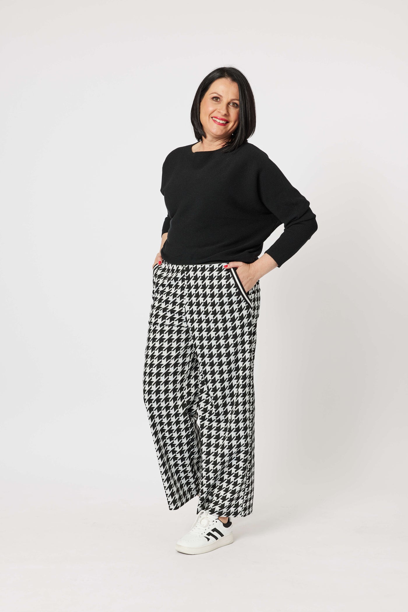 Houndstooth Pant - Blac/Whte