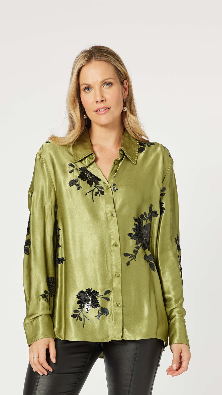 Seville Flower Shirt - Pistachio