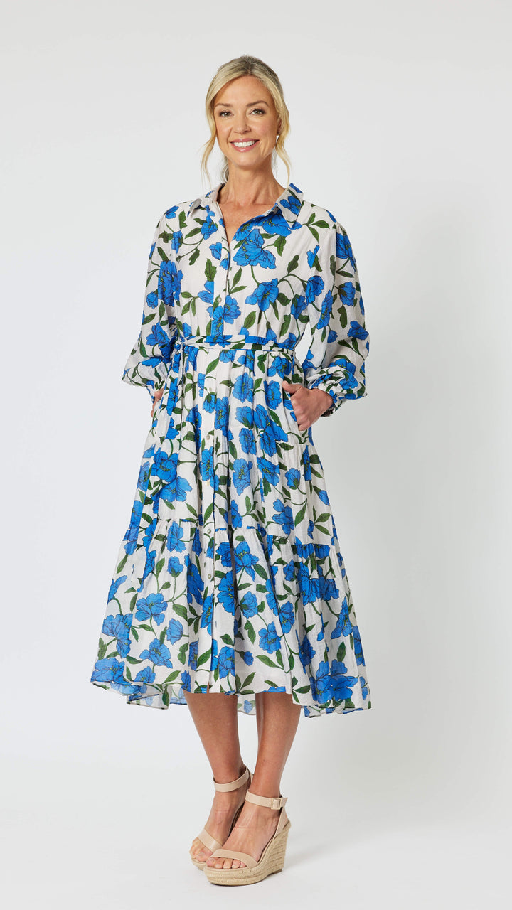 Eden Floral Printed Dress - Cobalt