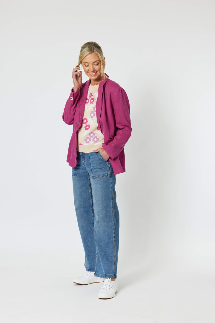 Ballina Linen Jacket - Magenta