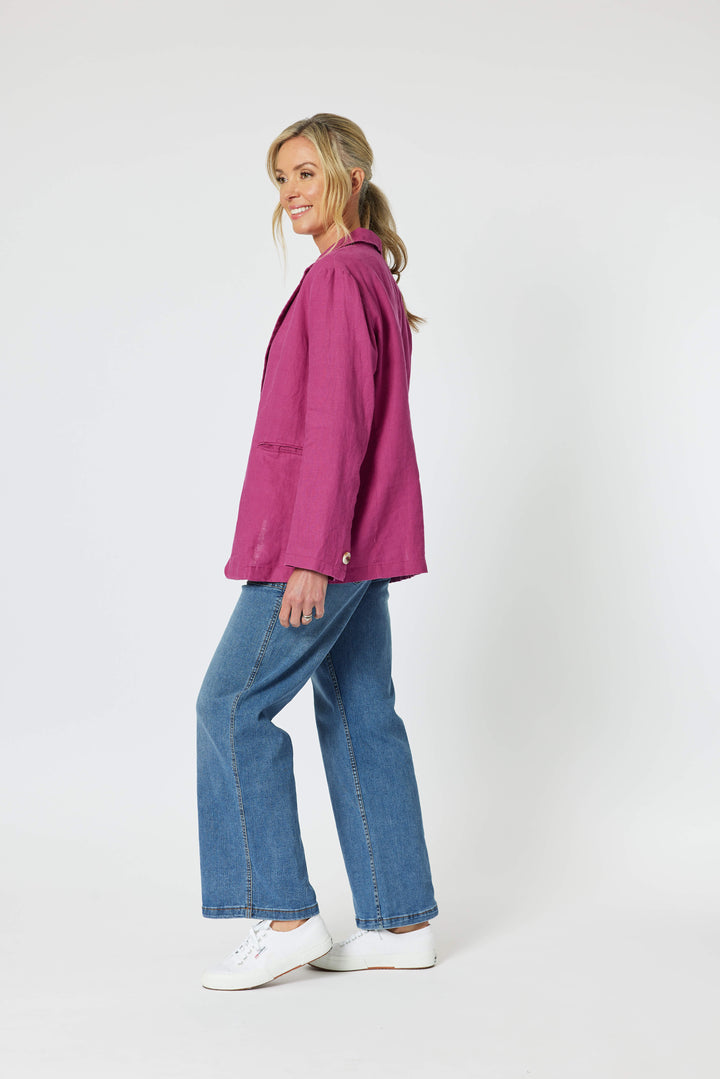 Ballina Linen Jacket - Magenta