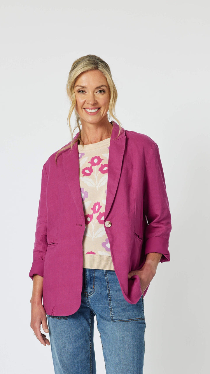 Ballina Linen Jacket - Magenta