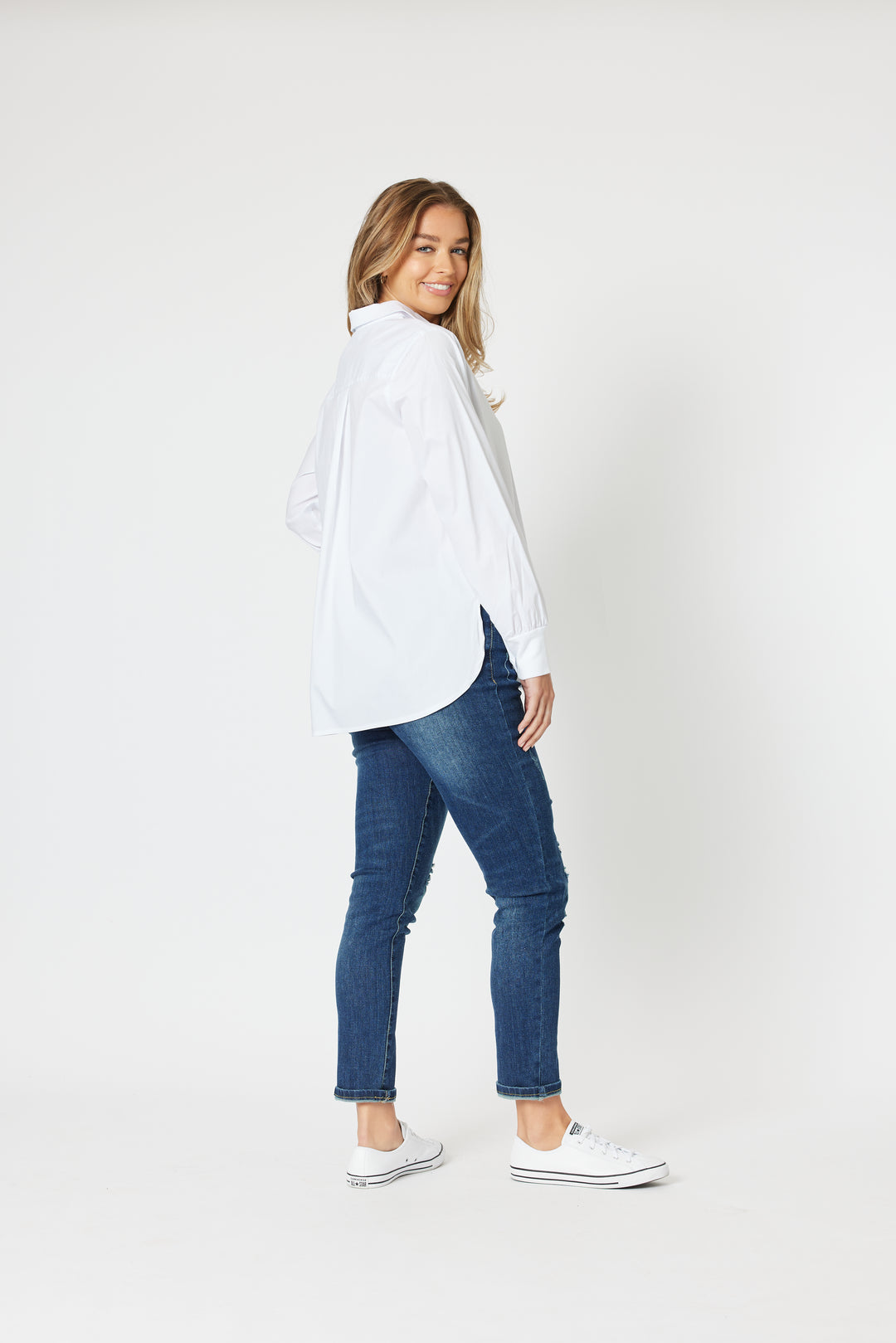 Pull On Ripped Jeans - Denim