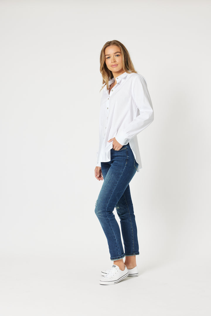 Pull On Ripped Jeans - Denim