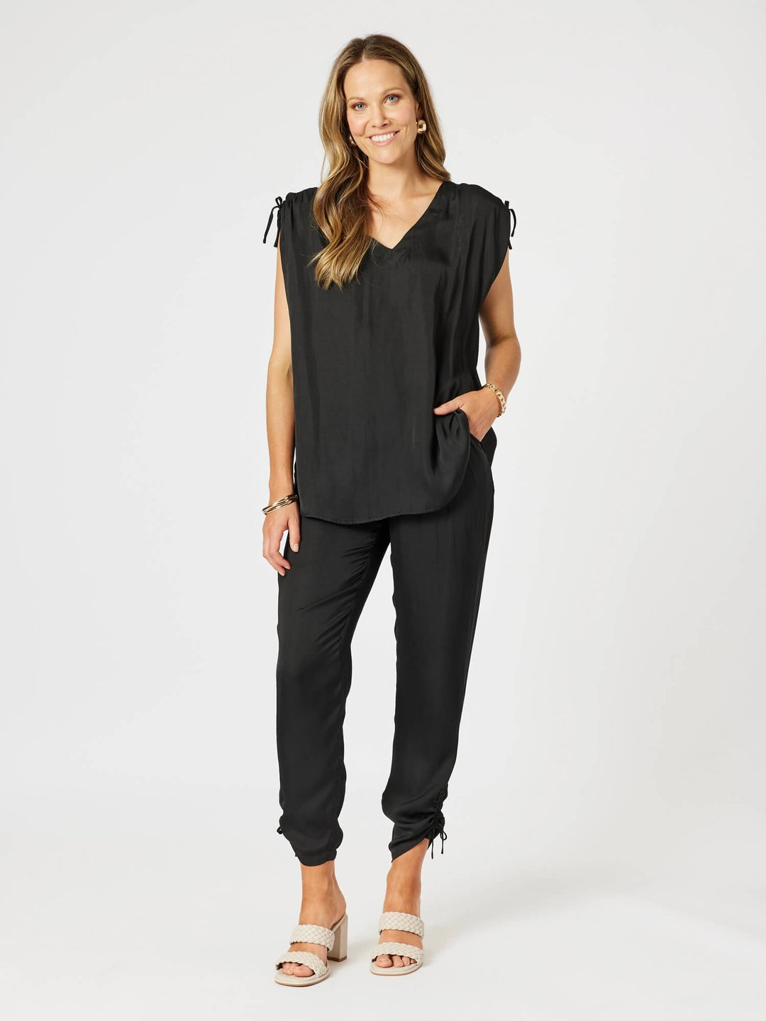 Traveller Luxe Side Tie Pant - Black