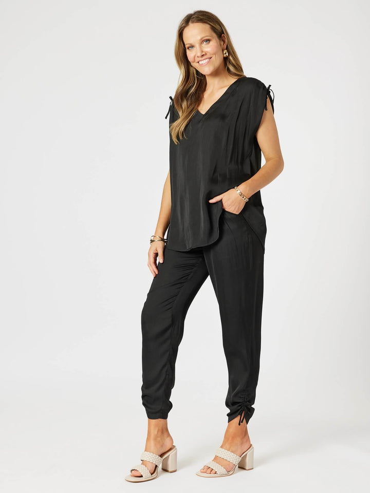 Traveller Luxe Side Tie Pant - Black