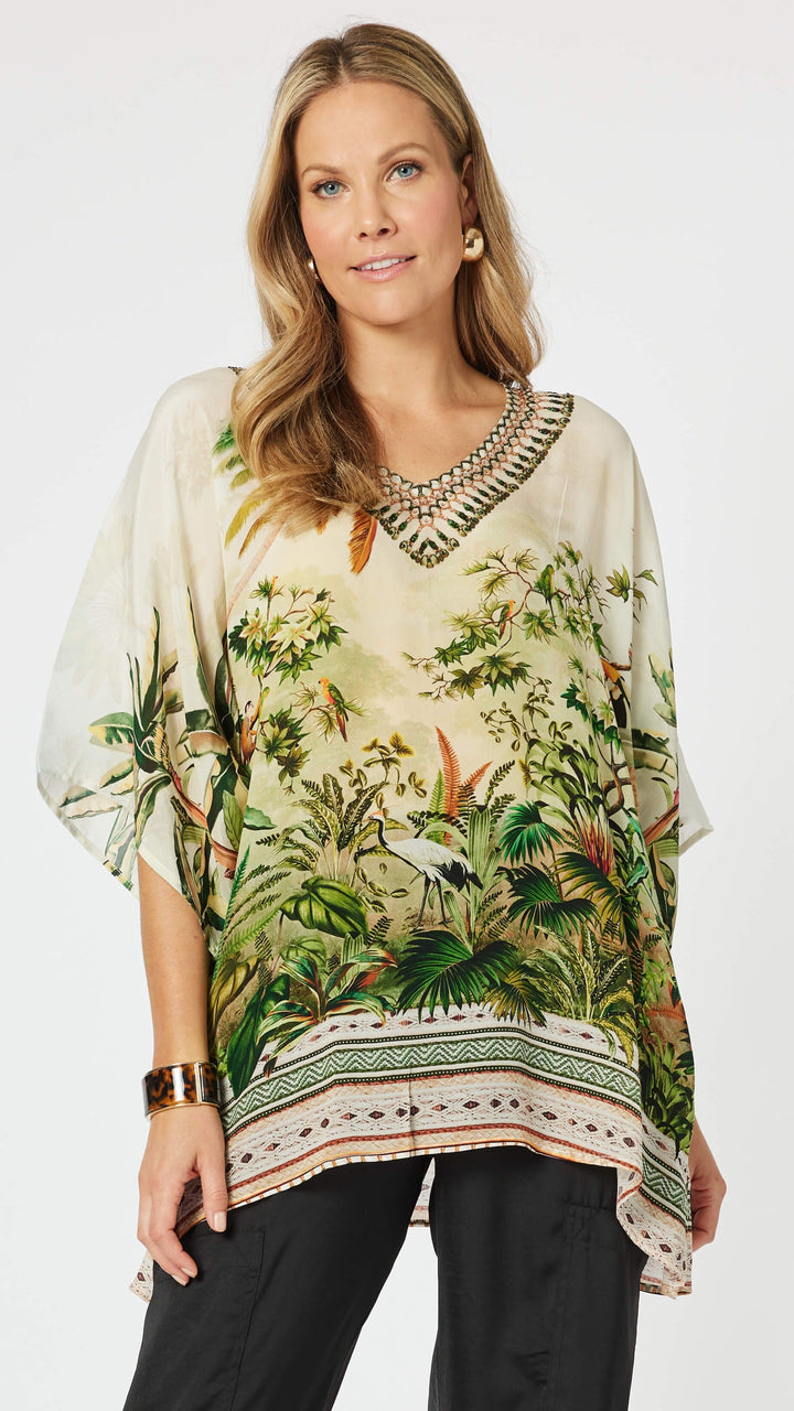 San Paolo V Neck Top - Eden Green