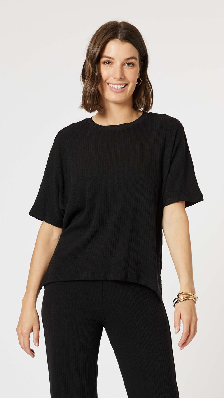 Ribbed Lounge Top - Black