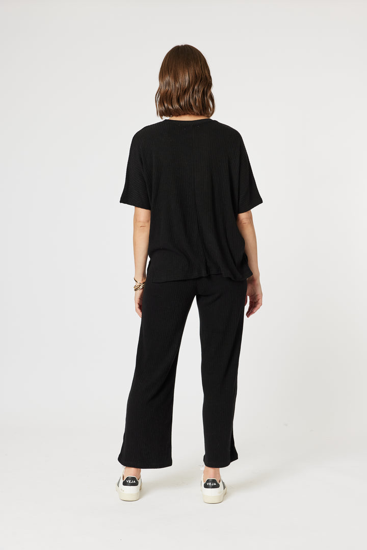 Ribbed Lounge Top - Black