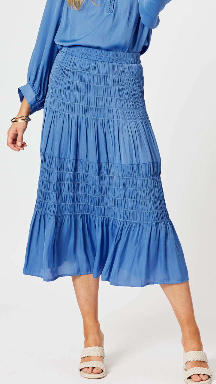 Lux Ruche Skirt - Pacific Blue