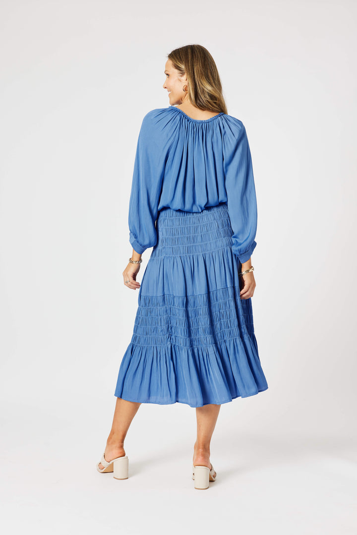 Lux Plait Top - Pacific Blue