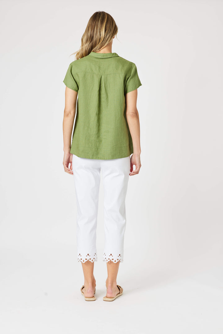 Fleur Broderie Hem Pant - White
