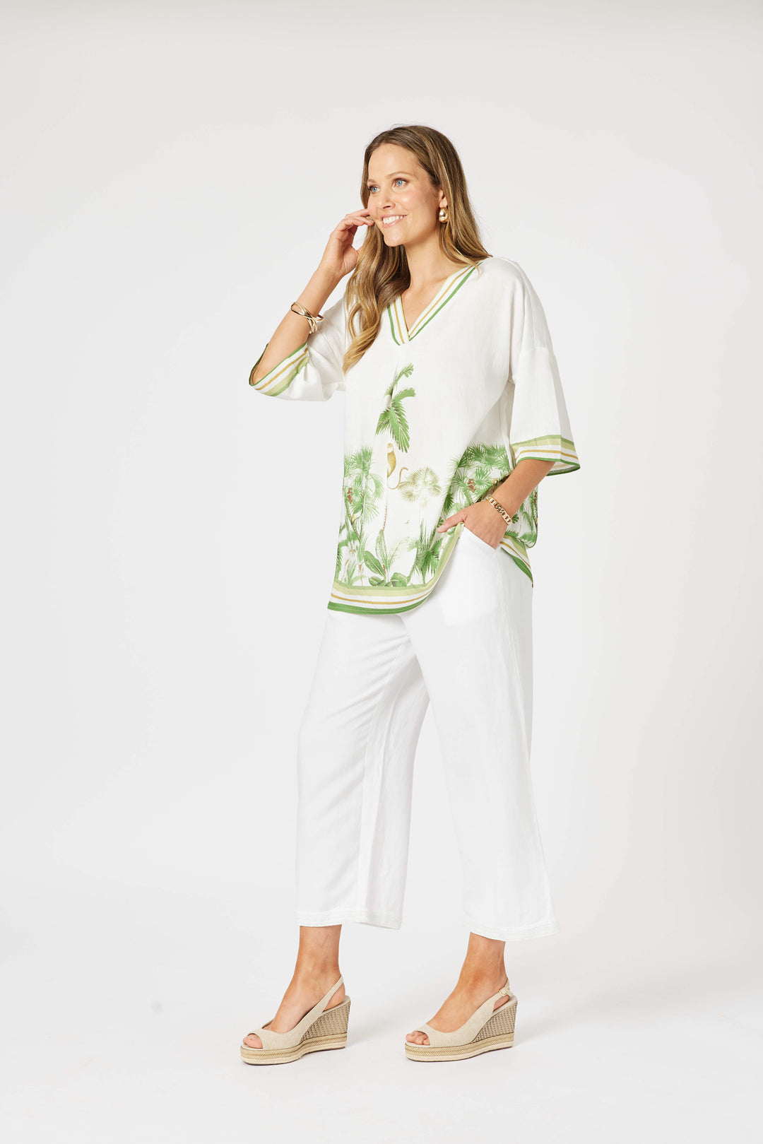 Amazon Print V Neck Top