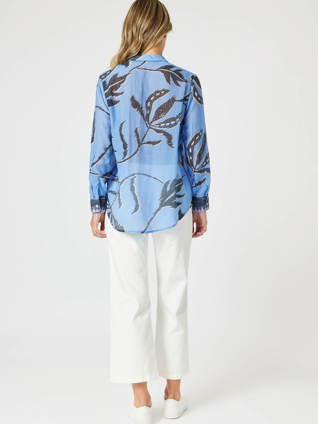 Peninsula Floral Sheer Shirt - Blue Multi
