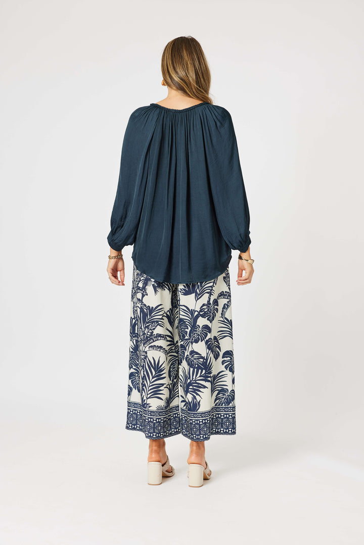 Lux Plait Top - Navy