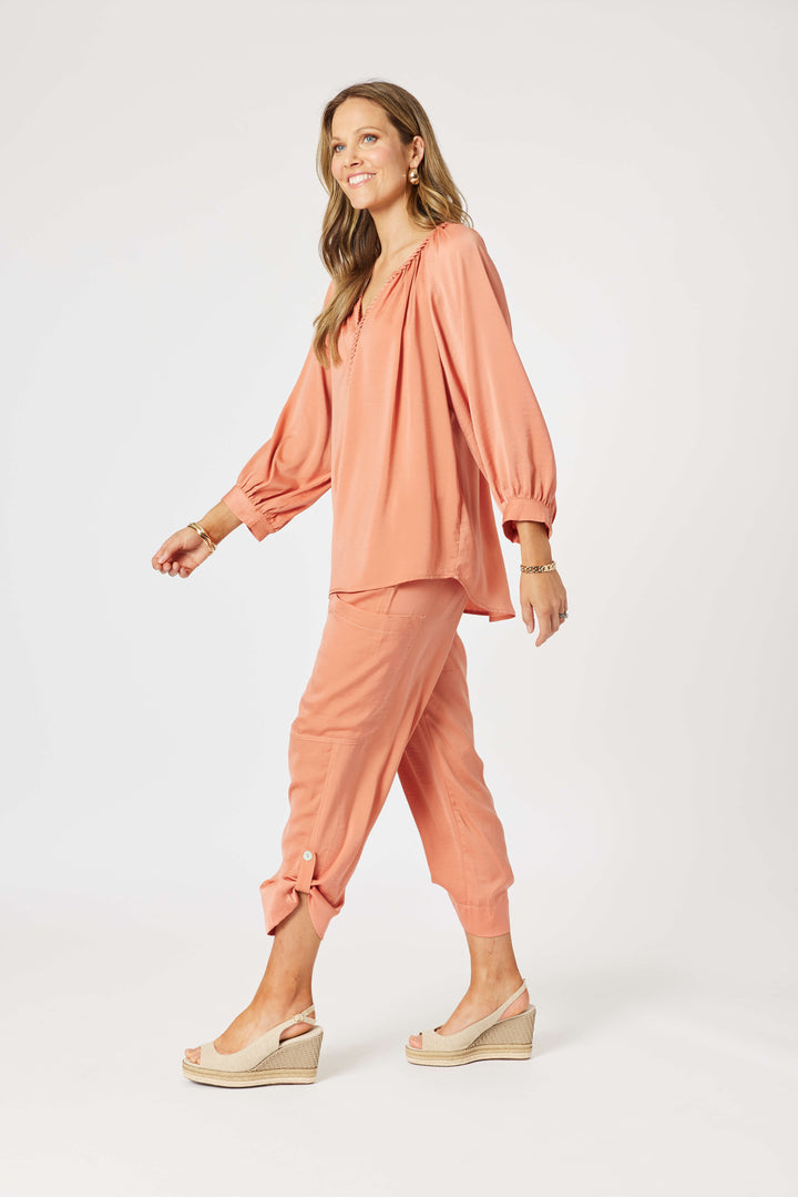 Traveller Luxe Side Button Pant - Sunset