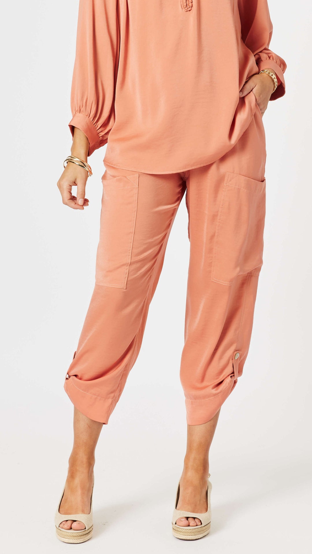 Traveller Luxe Side Button Pant - Sunset