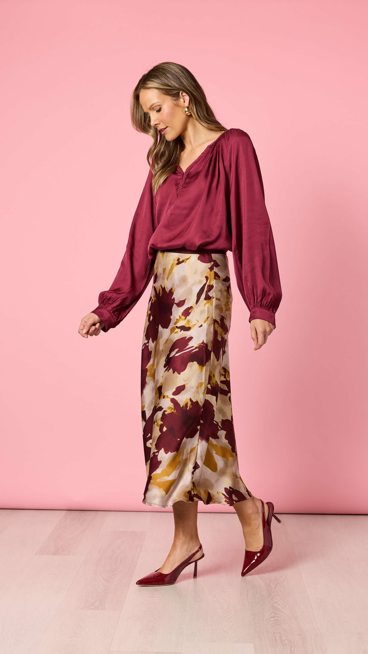 Verona Print Skirt - Shiraz multi