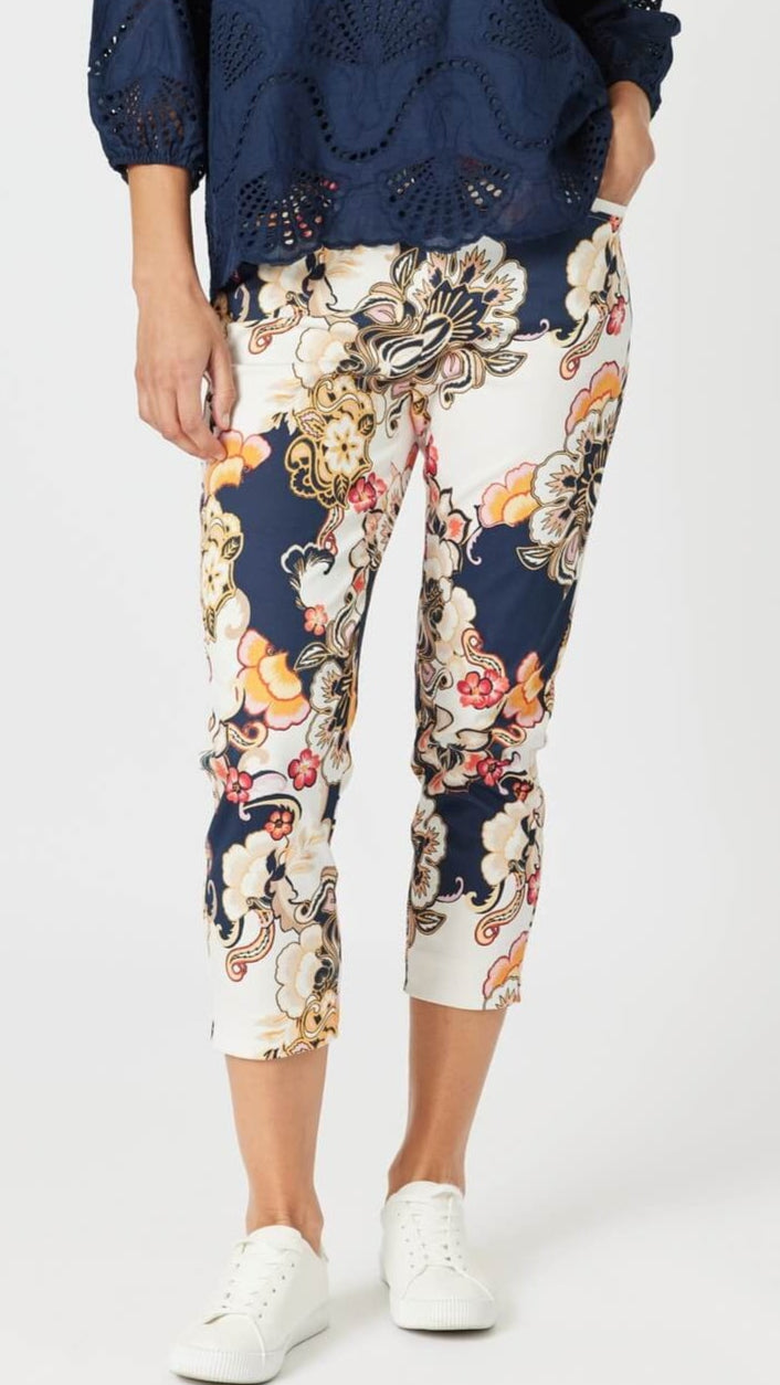 Lexi Floral Print Pant - Navy Multi