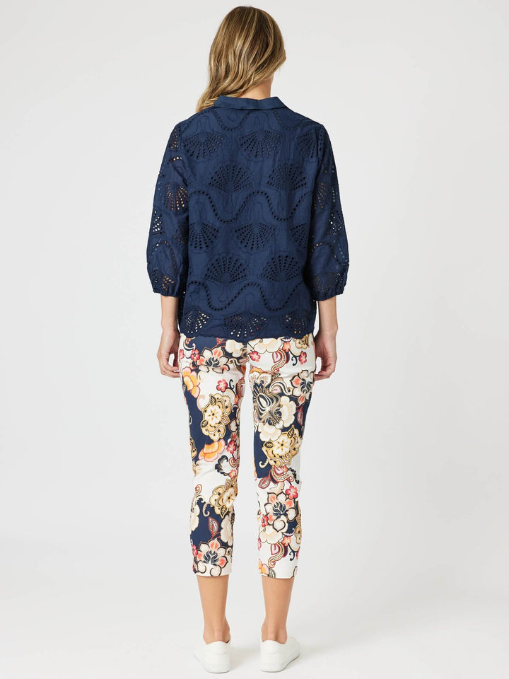 Lexi Floral Print Pant - Navy Multi