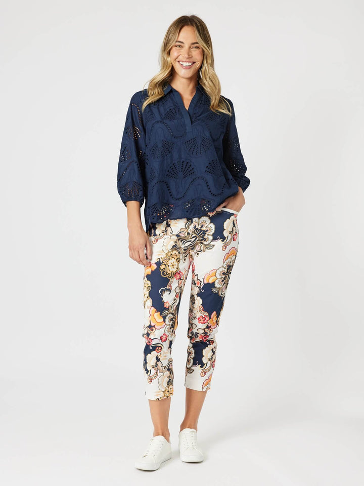 Lexi Floral Print Pant - Navy Multi