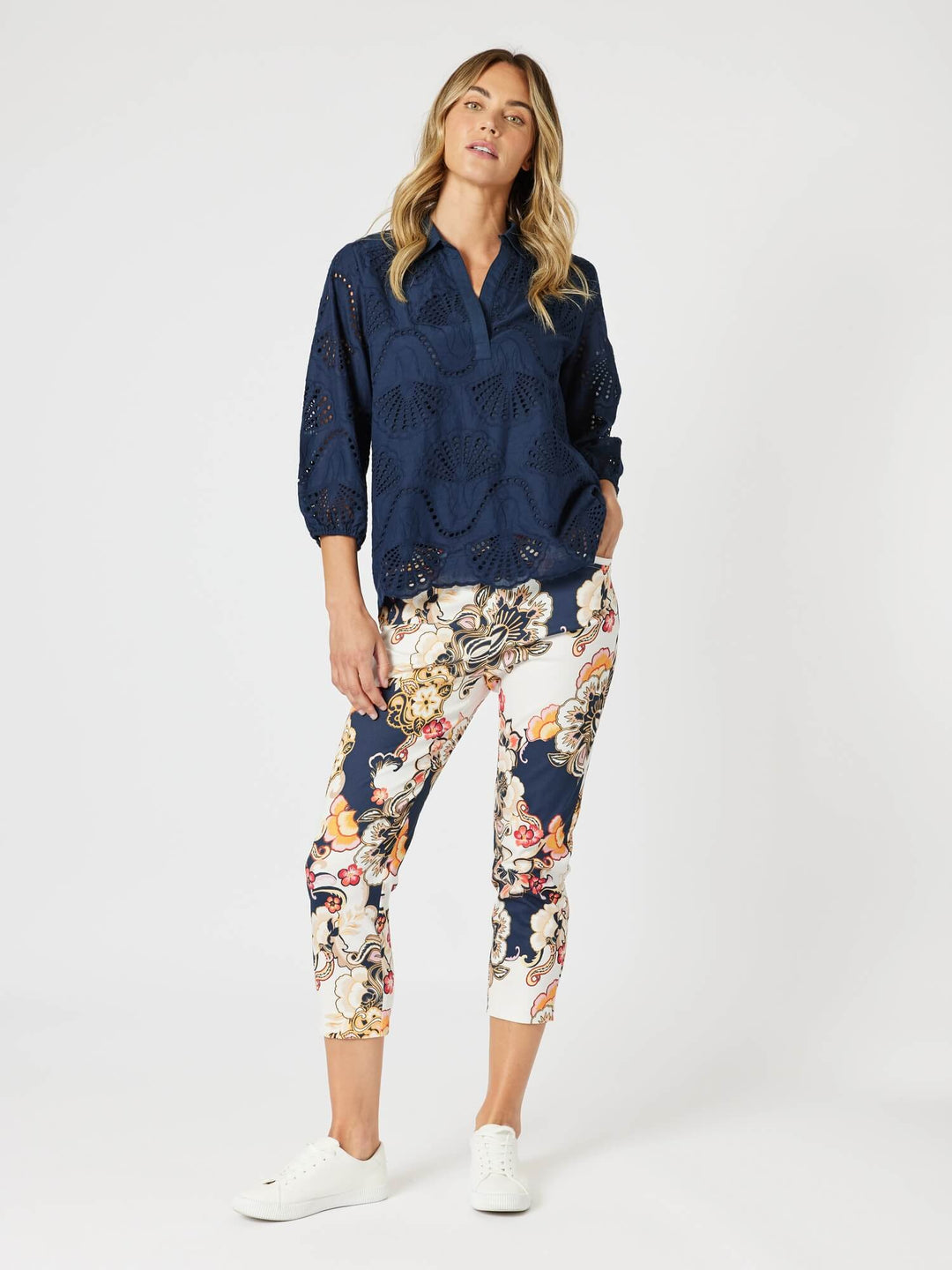 Lexi Floral Print Pant - Navy Multi