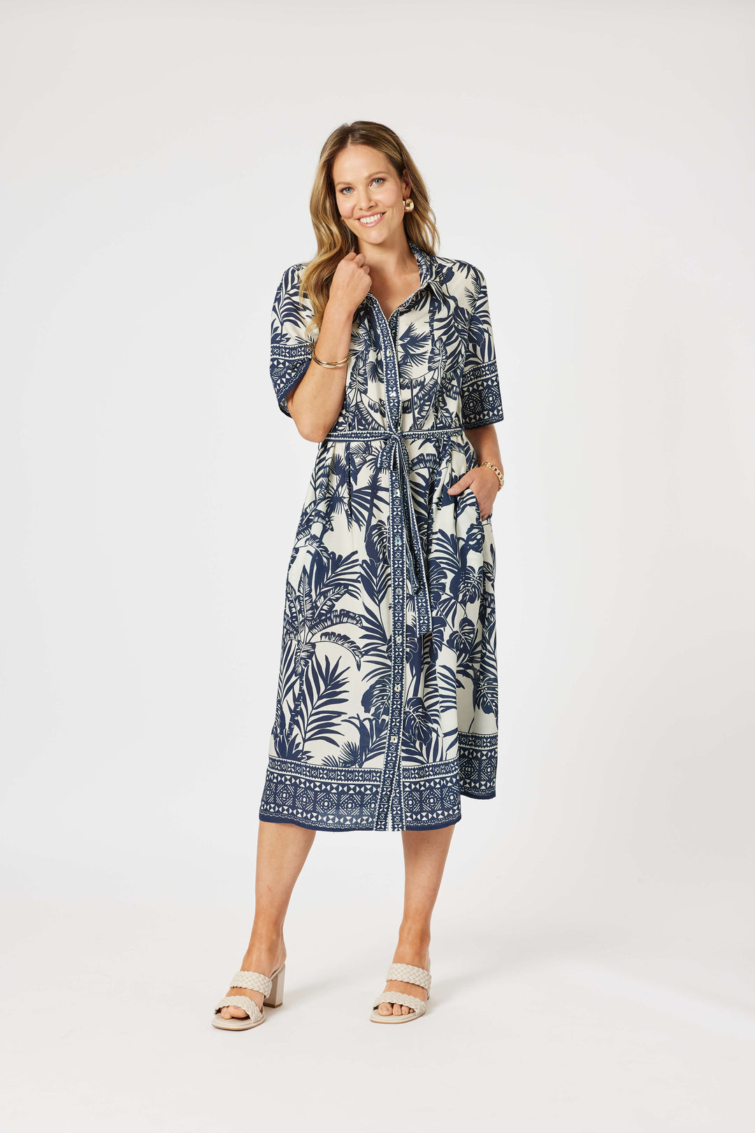 Palm Cove Dress - Navy Multi