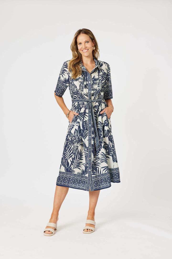 Palm Cove Dress - Navy Multi