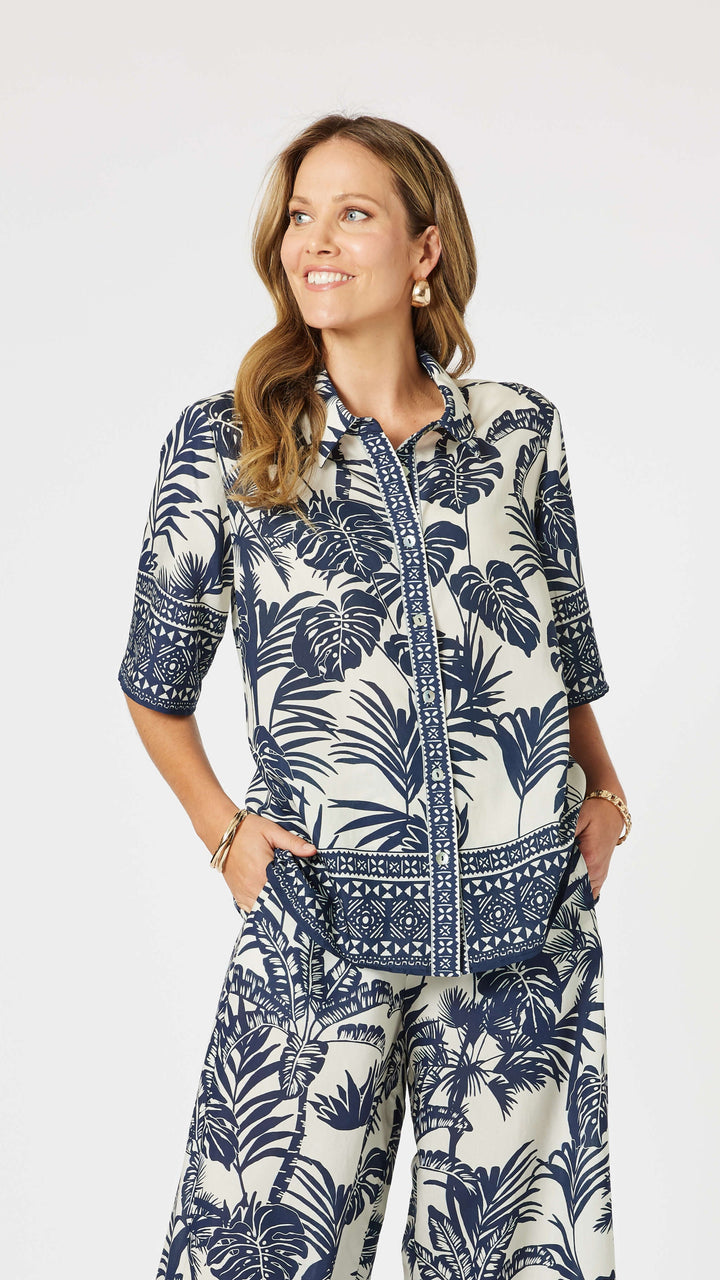 Palm Cove Shirt - Navy Multi